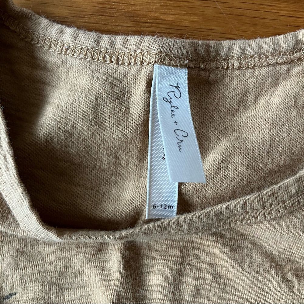 Rylee & Cru Wild at Heart Tan Beige Cotton Earthy Muted Graphic Tee T-Shirt 6-12 - Picture 2 of 6